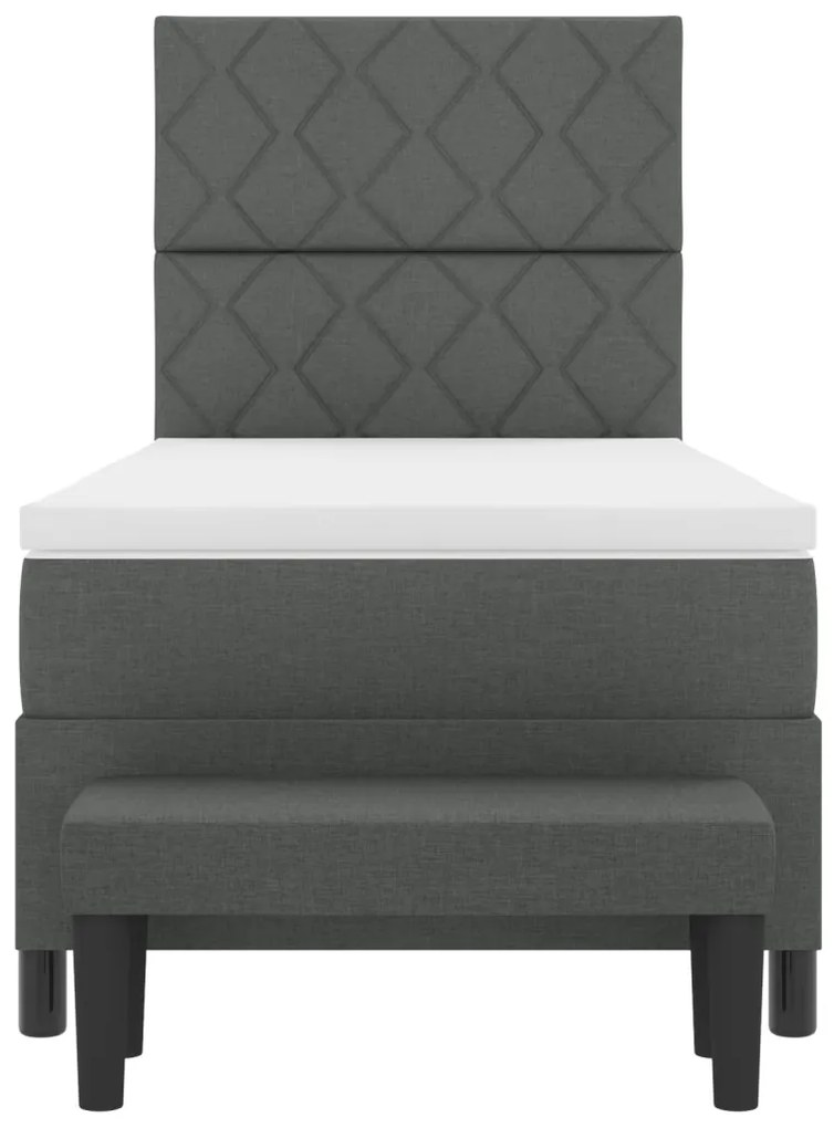 Box Spring Ágy Matraccal és Pad Sötétszürke 90x200 cm Szövet