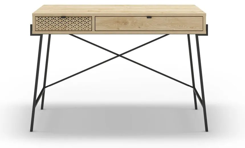 Íróasztal tölgyfa dekorral 60x110 cm Ecrin – Marckeric