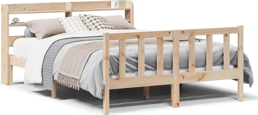 vidaXL tömör fenyőfa ágy matrac nélkül 135 x 190 cm