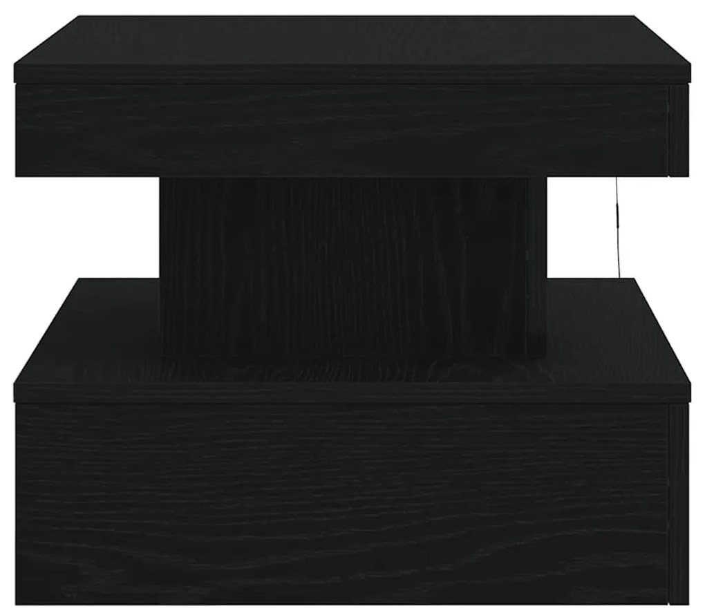 fekete tölgyszínű dohányzóasztal LED-lámpákkal 50 x 50 x 40 cm