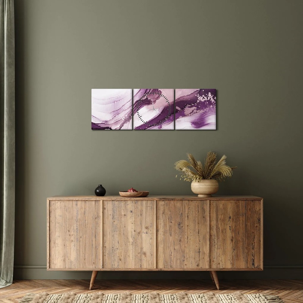 Kép - Lila folyadék művészet (órával) (90x30 cm)