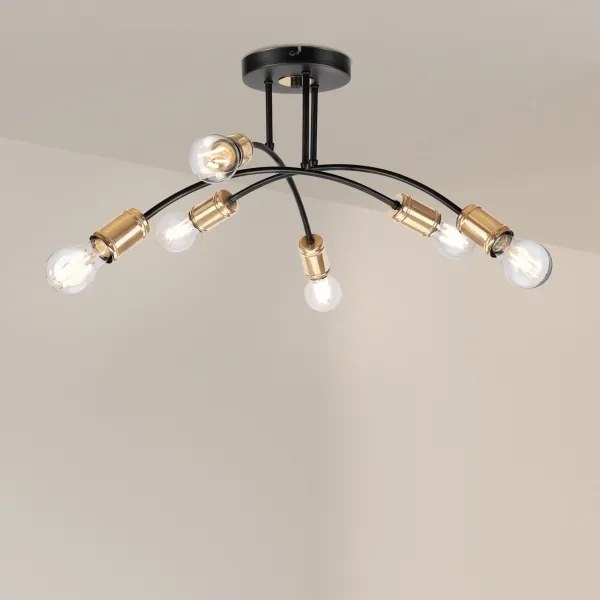 Felületre szerelt csillár ANYA 6xE27/15W/230V fekete/arany