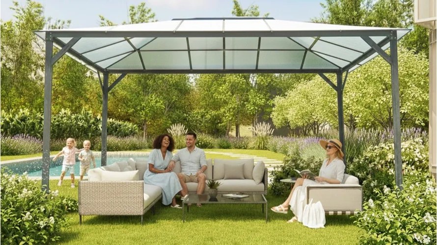 kerti pavilon LANITPLAST 43 antracit + átlátszó PC LG2470