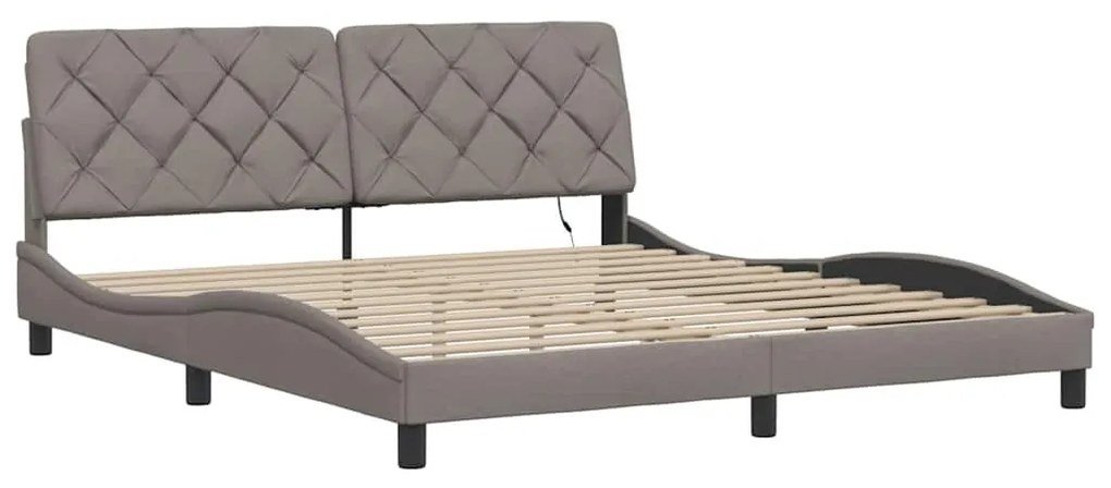 tópszínű szövet ágykeret LED-ekkel matrac nélkül 180 x 200 cm