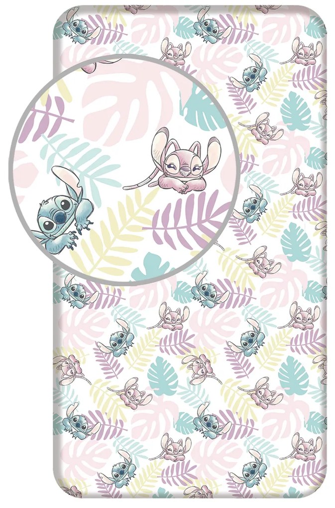 Jerry Fabrics pamut lepedő Lilo és Stitch "Leaves", 90 x 200 cm
