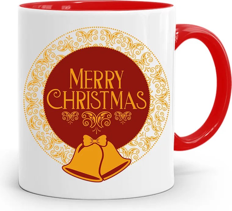 Piros Karácsonyi Bögre Mikulás Karácsonyfa Alá, fényképes nyomattal