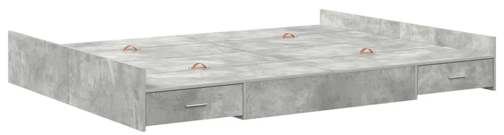 Ágykeret tárolóval fiókkal Beton szürke 160 x 200 cm Faanyag