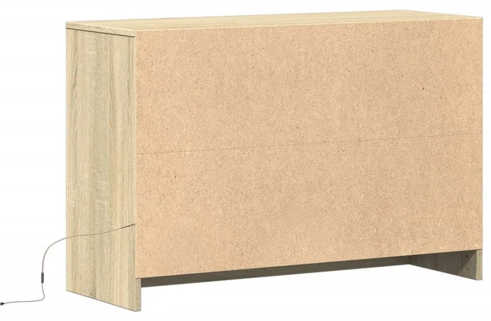 sonoma tölgy színű szerelt fa LED-es TV-szekrény 91x34x61 cm