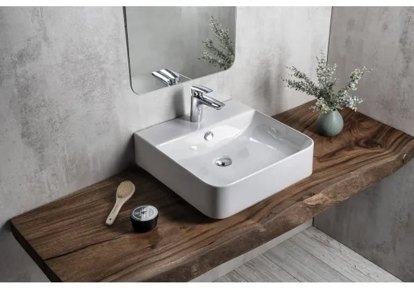 Isvea - Mosdó asztalra helyezhető/falra szerelhető SOTT AQUA 50x50 cm kerámia/fehér