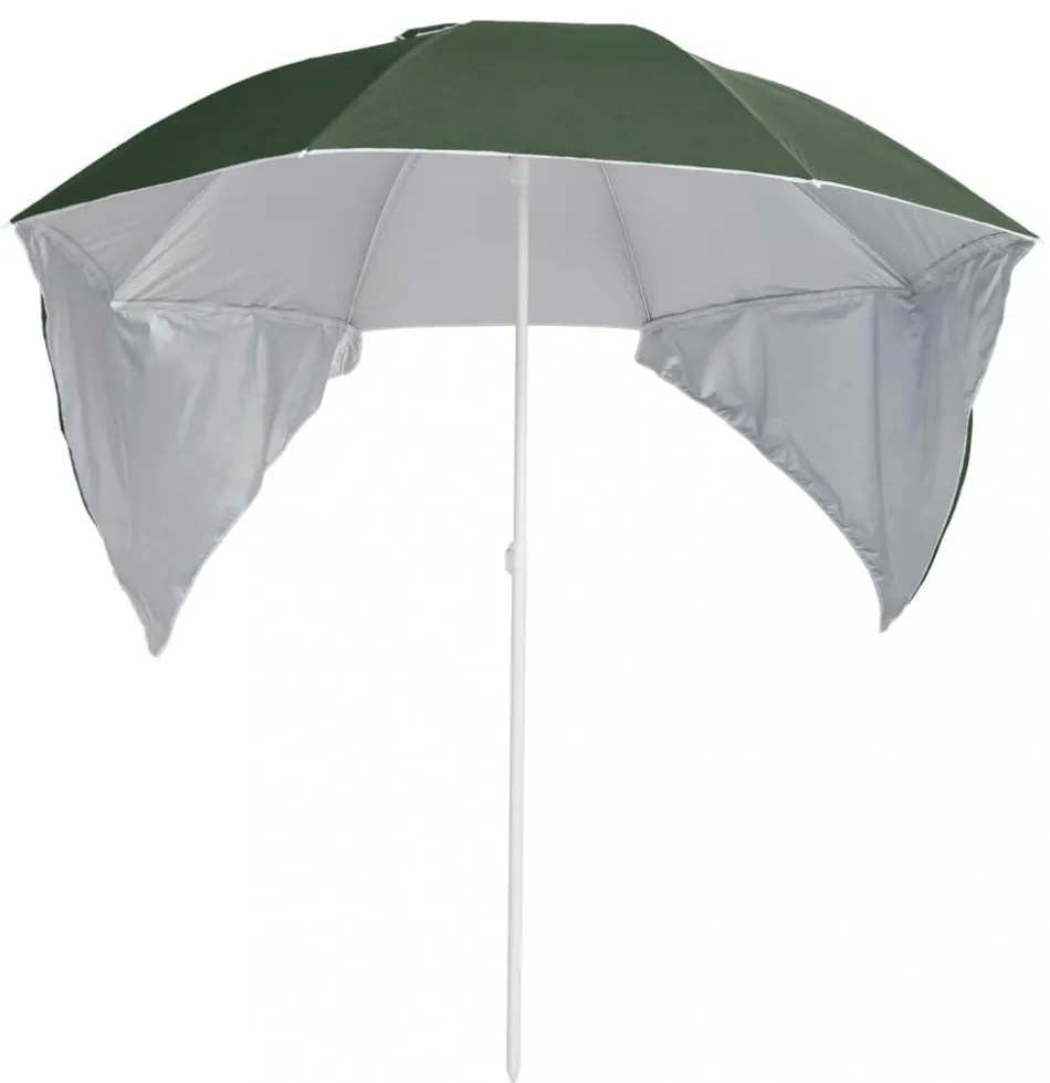 zöld strandnapernyő oldalfalakkal 215 cm