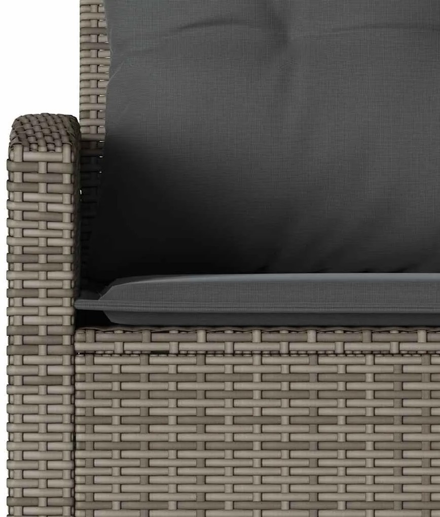 6 részes szürke polyrattan kerti ülőgarnitúra párnákkal L-alakú