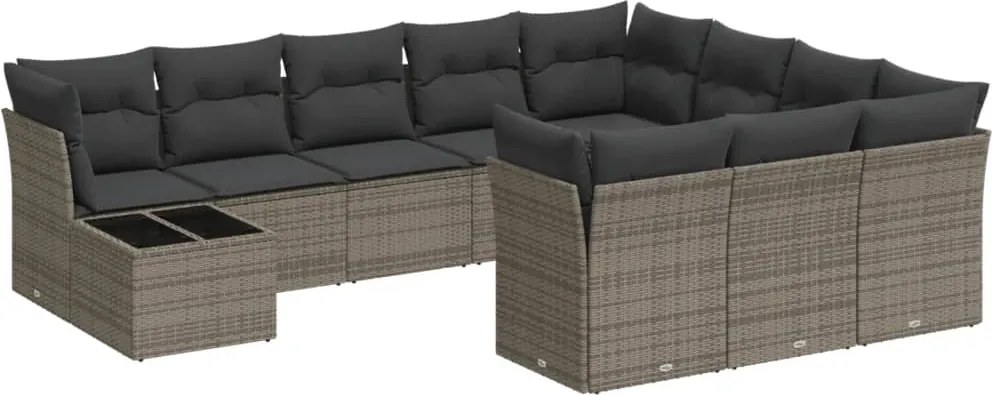 vidaXL 11 részes szürke polyrattan kerti ülőgarnitúra párnákkal