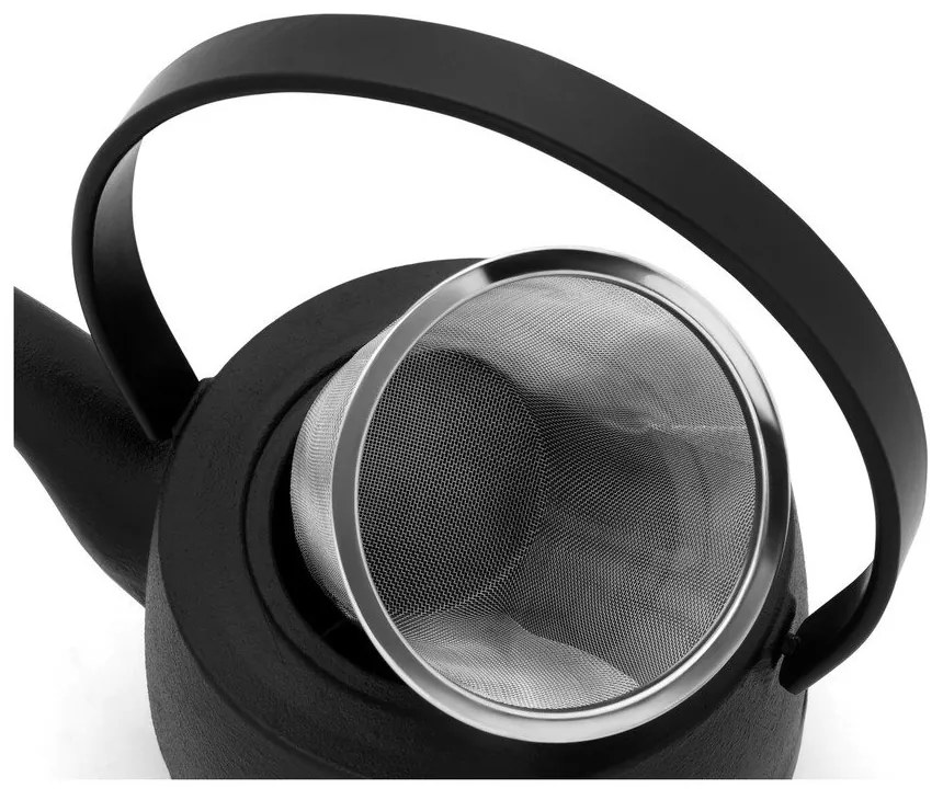 Fekete öntöttvas teáskanna szűrővel 1,2 l Kobe – Bredemeijer