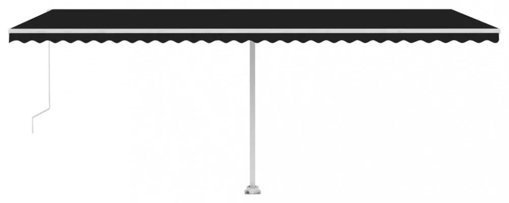 antracitszürke kézzel kihúzható póznás napellenző 600 x 300 cm