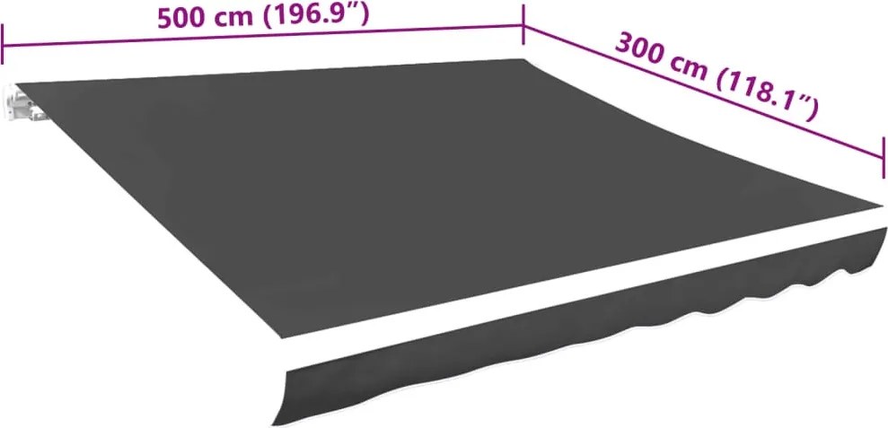 Antracitszürke vászon napellenző tető 5 x 3 m