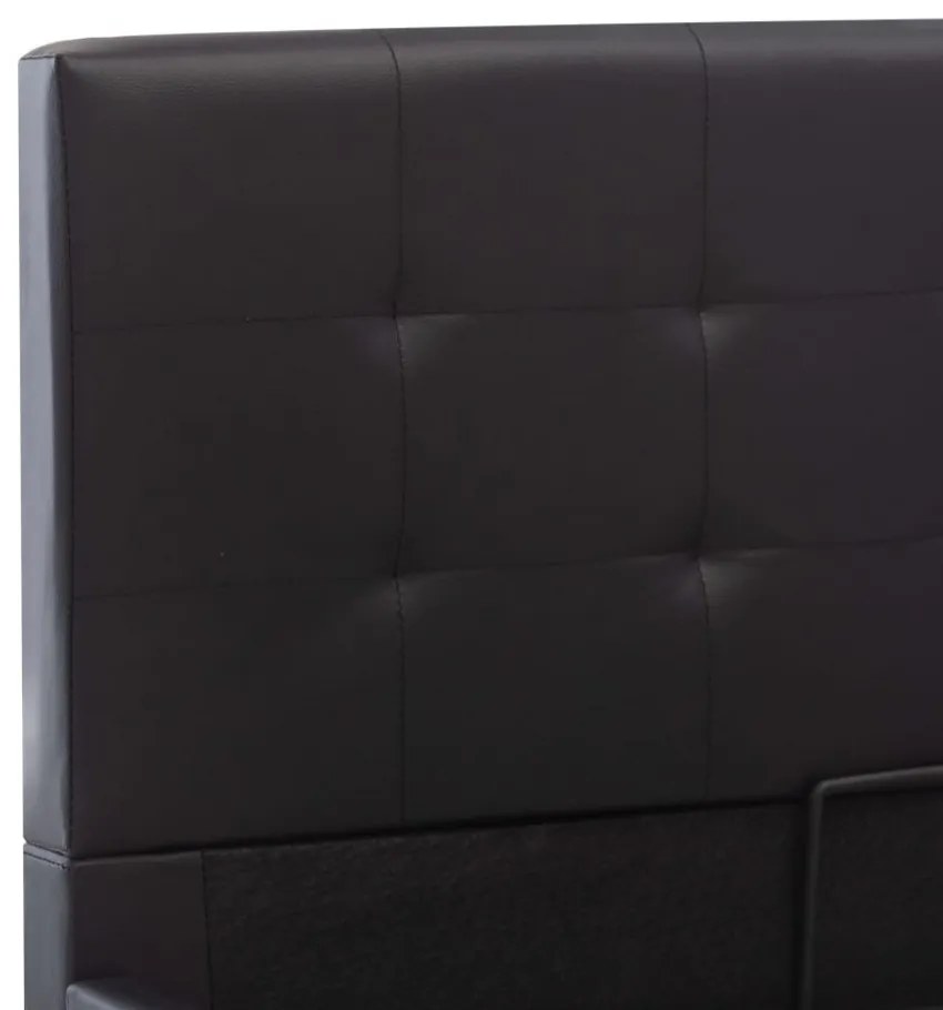 fekete műbőr ágykeret hidraulikus ágyneműtartóval 90 x 200 cm