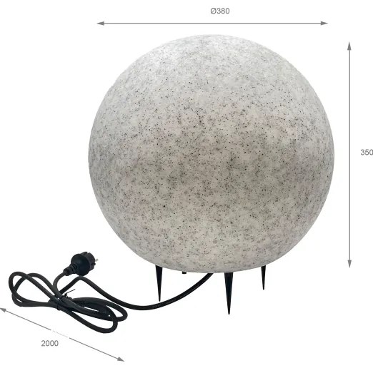 Kültéri dekorációs lámpatest LUMISTONE 1xE27/15W/230V IP65, átmérő 38 cm