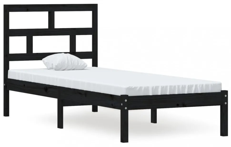 fekete tömör fa ágykeret 75 x 190 cm (Small Single)