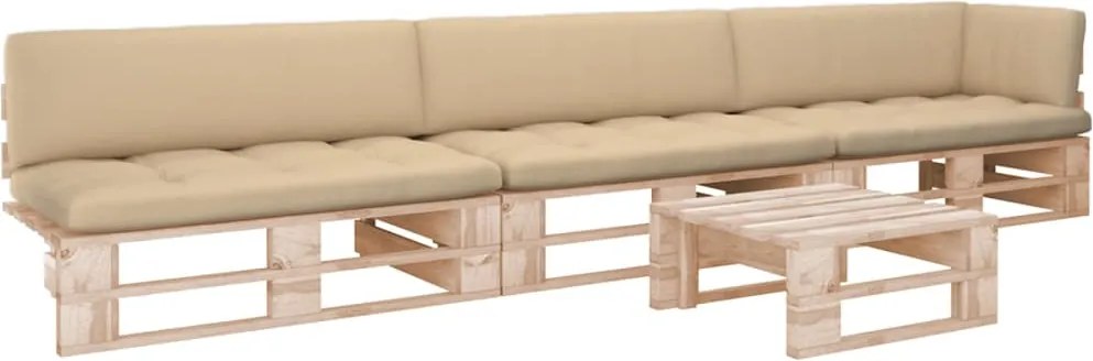 vidaXL 4 részes impregnált fenyőfa raklapgarnitúra párnákkal