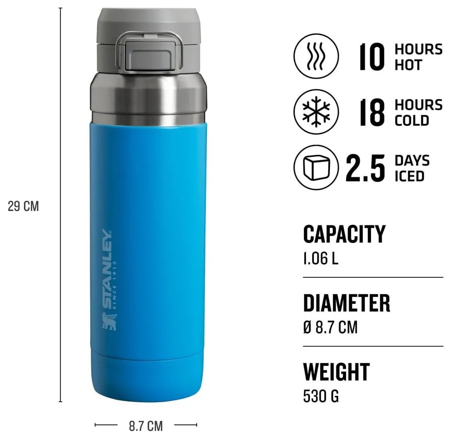 Kék rozsdamentes acél termopalack 1,06 l QUICK FLIP Azure – Stanley