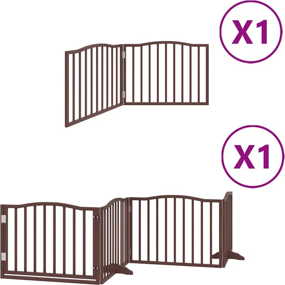 vidaXL barna nyárfa 6 paneles összecsukható kutyakapu ajtóval 480 cm
