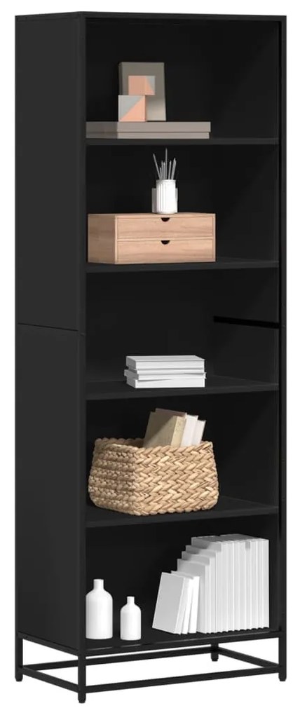 fekete szerelt fa könyvszekrény 60 x 35 x 170,5 cm