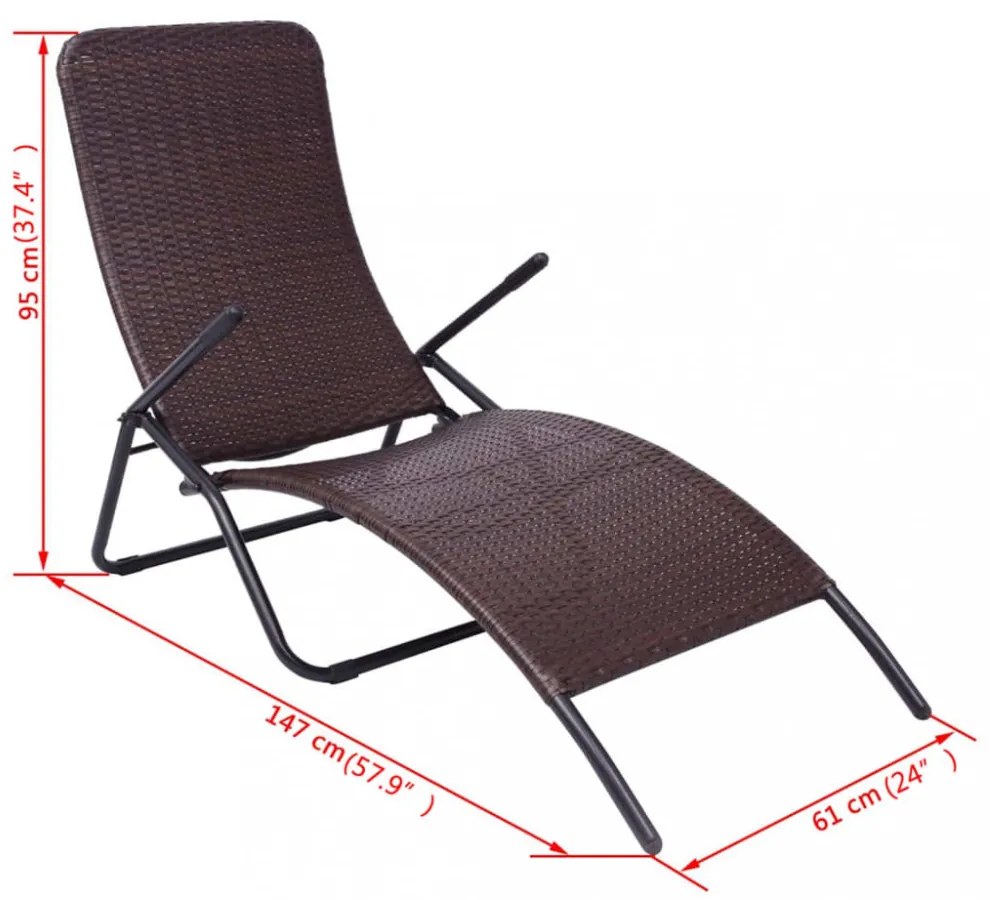 barna összecsukható polyrattan napozóágy