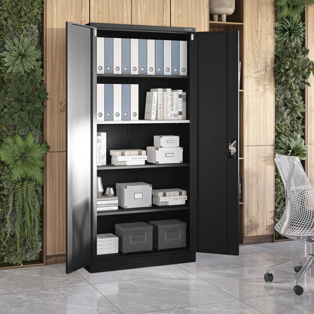 Fém iratszekrény JAN H, 900 x 1950 x 400 mm, fekete