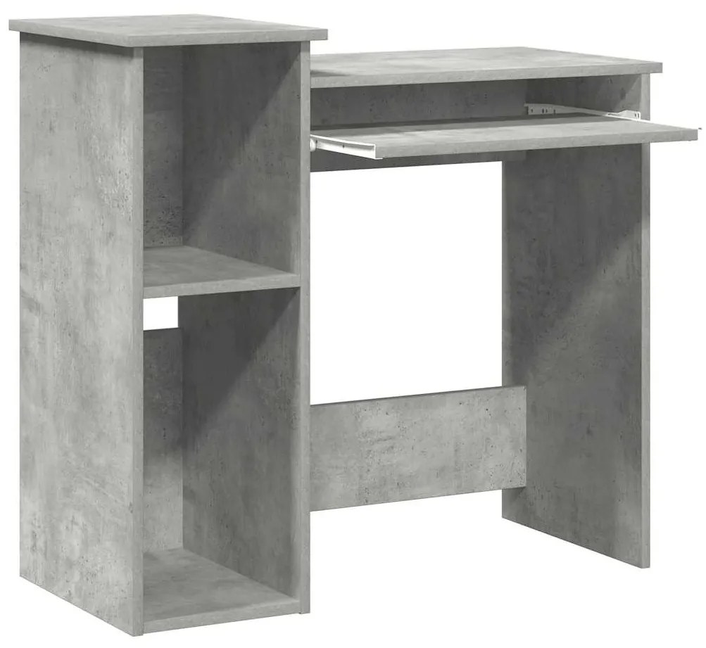 betonszürke forgácslap íróasztal polcokkal 84x40x78 cm