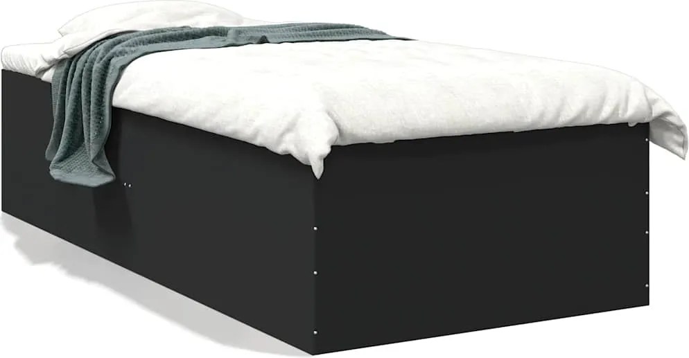 vidaXL fekete szerelt fa ágykeret 90 x 200 cm