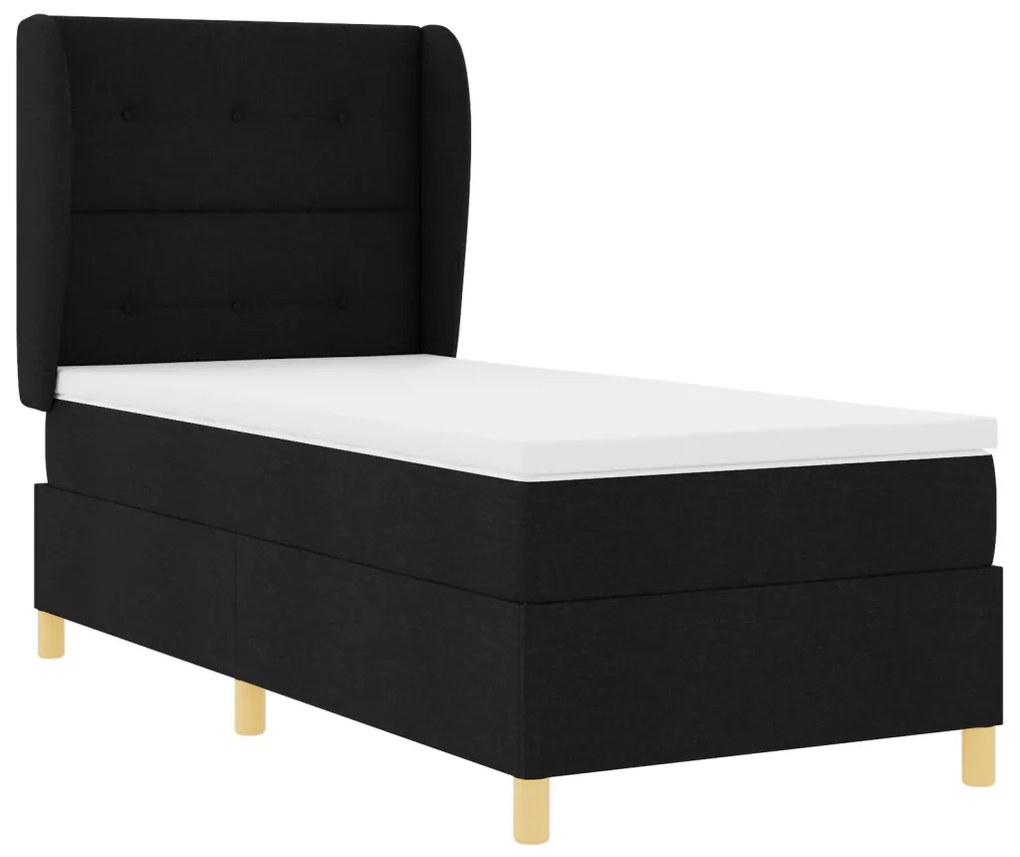 Boxspring Ágy Matrac Készlettel Fekete 90x200 cm Szövet