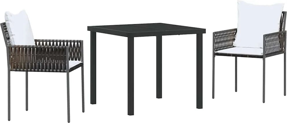 vidaXL Kert étkező szett 3 pcs Barna és fekete PE Rattan