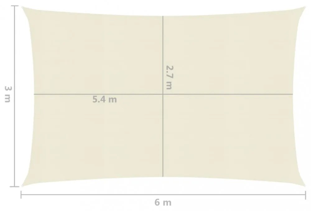 krémszínű HDPE napvitorla 160 g/m² 3 x 6 m