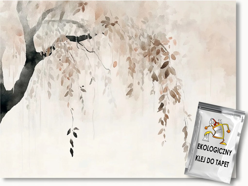 Fotótapéta Flizelina Természet Fa Ág Levelek Ősz Köd 104x70,5 ragasztó