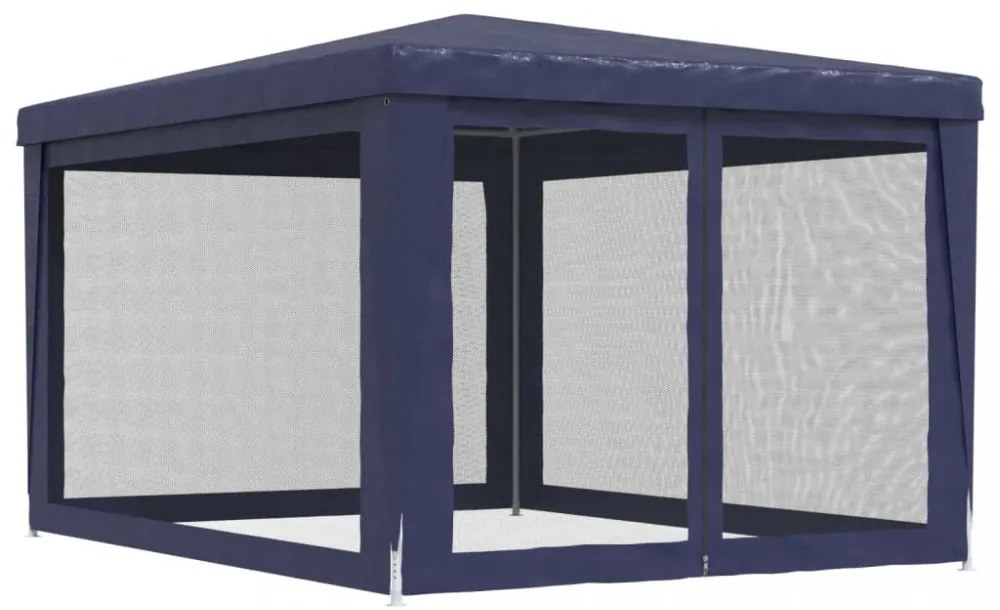 kék HDPE rendezvénysátor 4 hálós oldalfallal 3x4 m