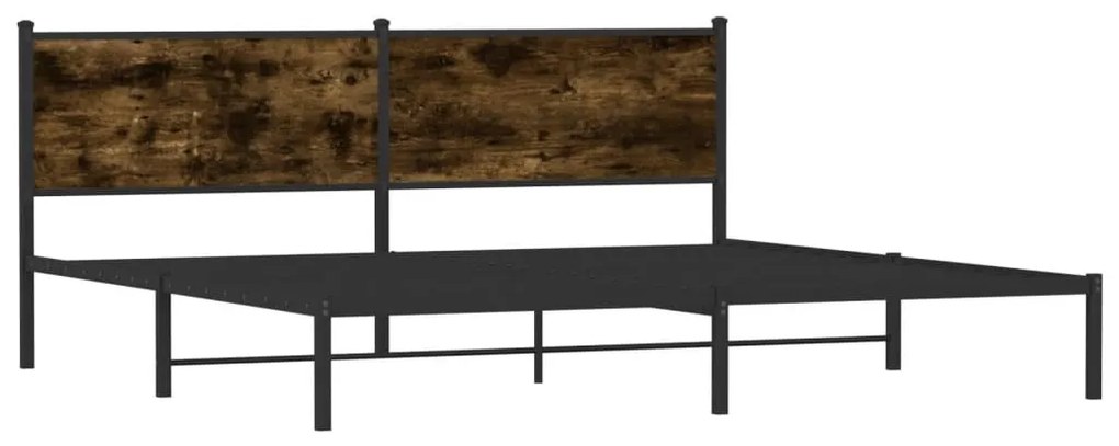 füstös tölgy színű fém ágykeret matrac nélkül 200 x 200 cm