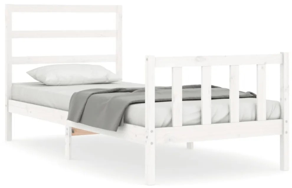 fehér tömör fenyőfa ágykeret matrac nélkül 90 x 190 cm