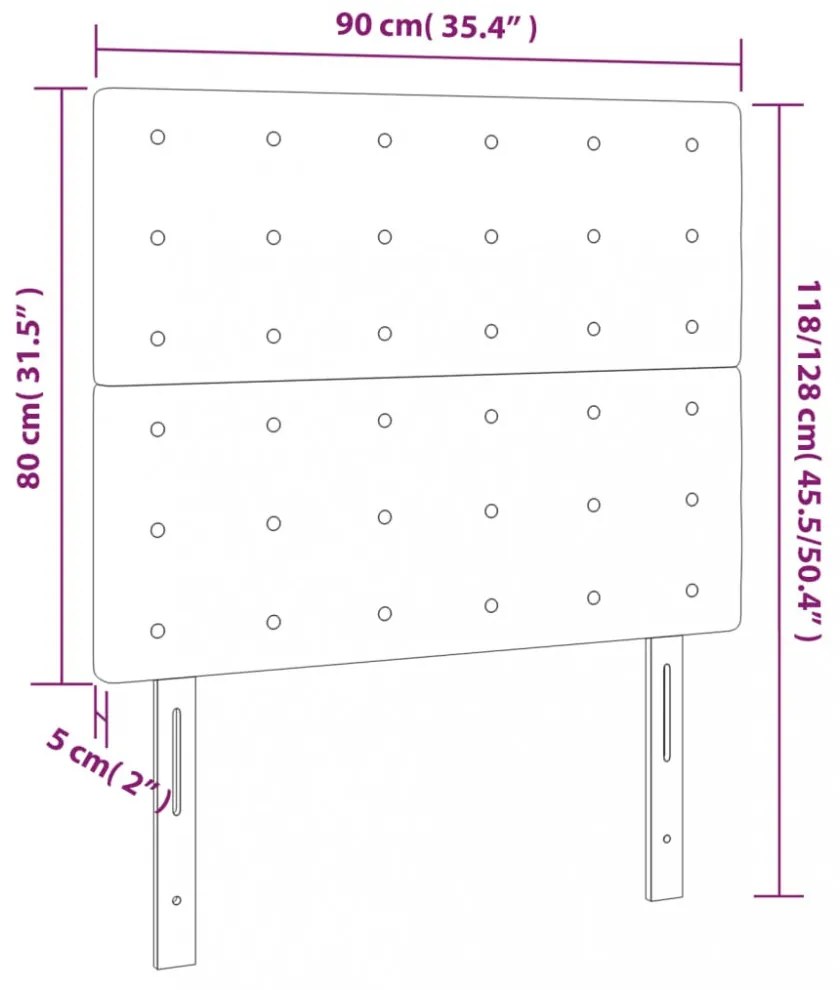 fekete műbőr LED-es fejtámla 90x5x118/128 cm