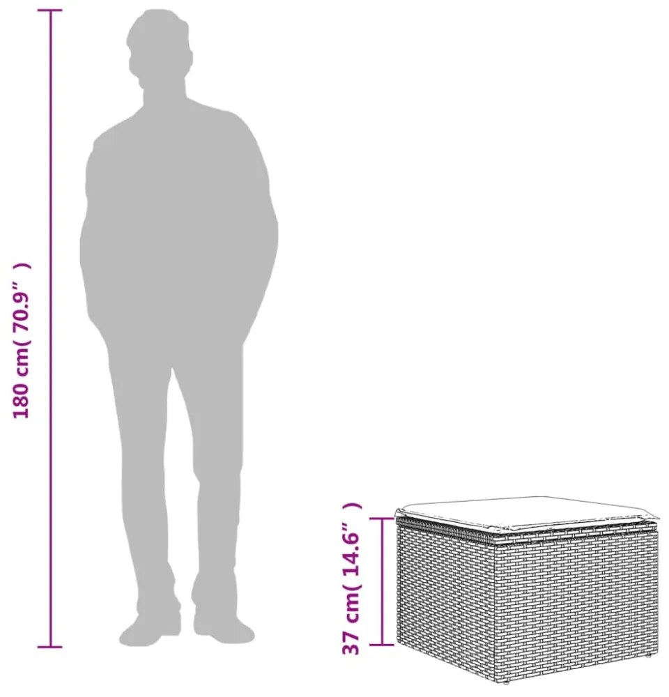 vidaXL barna polyrattan kerti szék párnával 55 x 55 x 37 cm