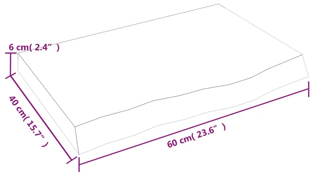 kezeletlen tömör tölgyfa fali polc 60x40x(2-6) cm