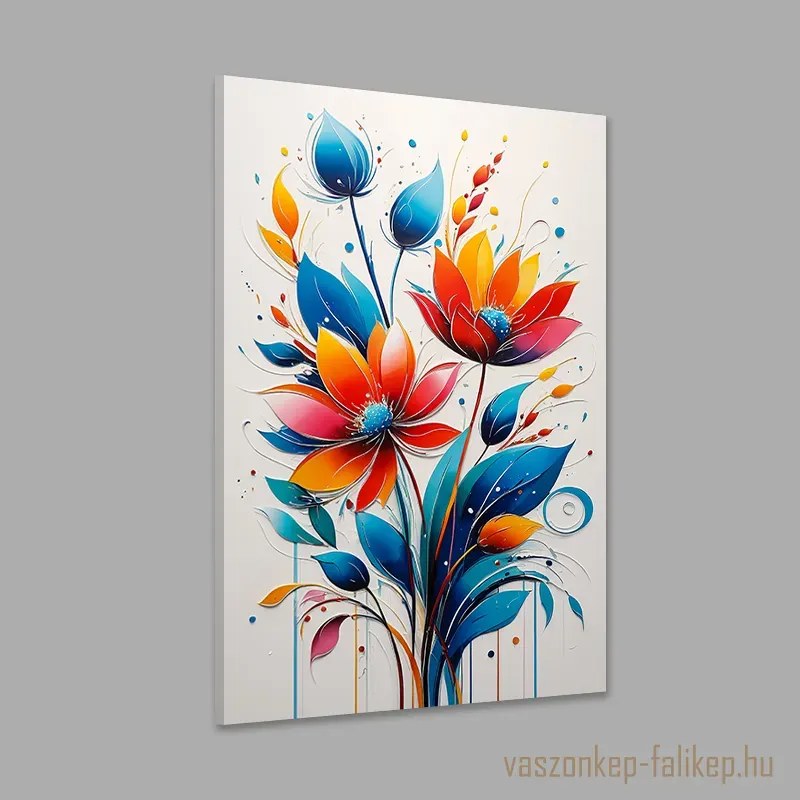 Színes virágok – Absztrakt | Prémium vászonkép otthonra 40x60cm