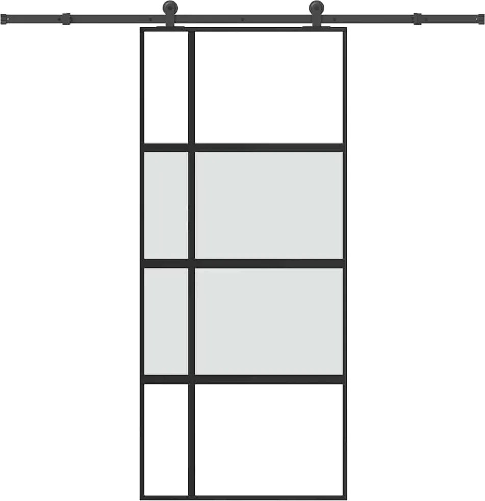 vidaXL tolóajtó vasalattal 90x205 cm edzett üveg és alumínium szett