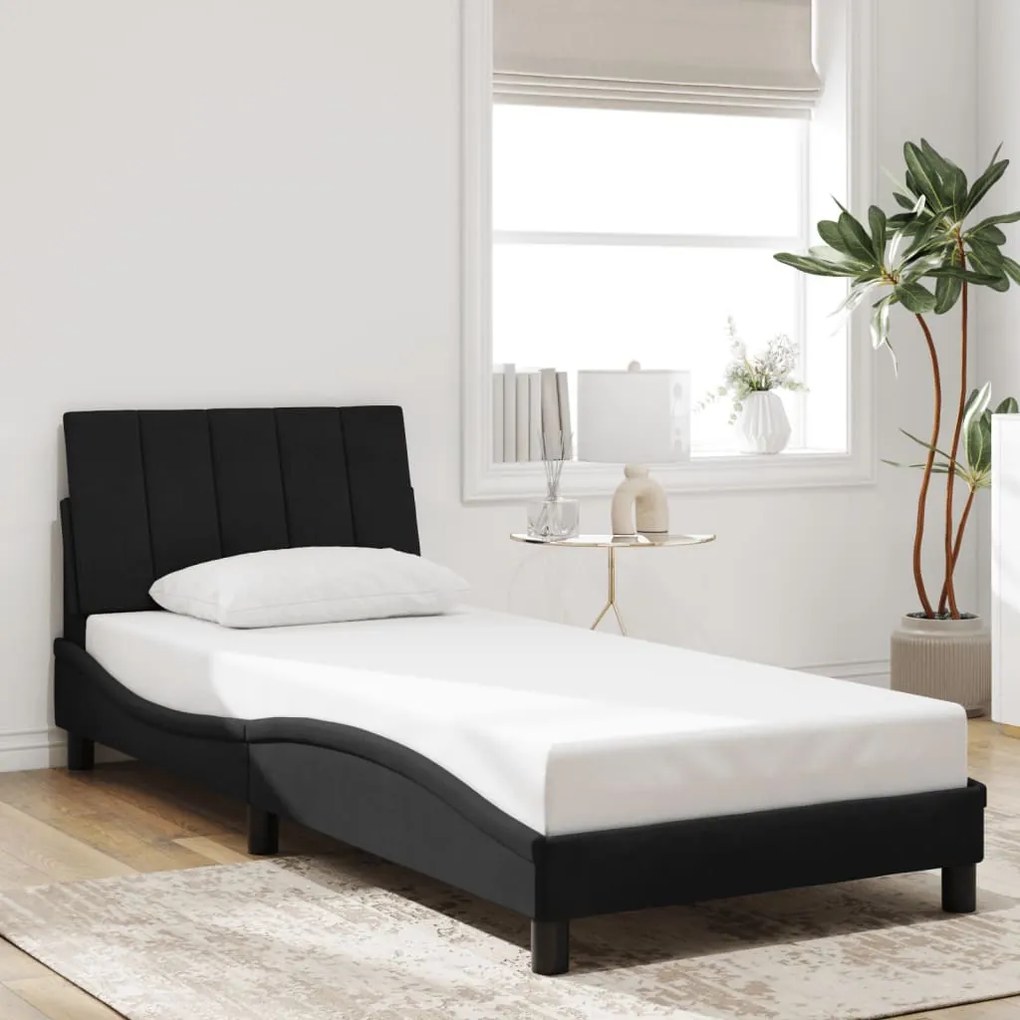 fekete bársony ágykeret LED-világítással 80 x 200 cm