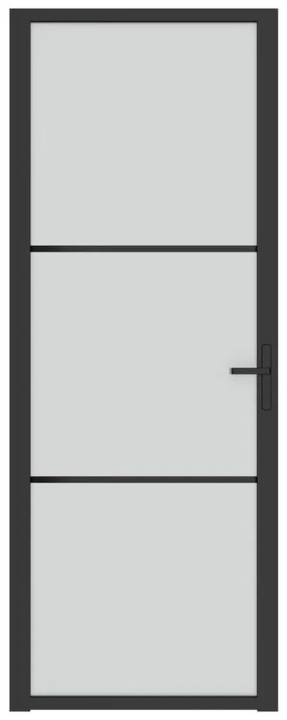 Fekete matt üveg és alumínium beltéri ajtó 76 x 201,5 cm