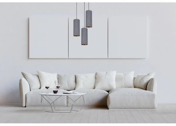 Csillár zsinóron AVALO 3xE27/60W/230V á. 35 cm szürke