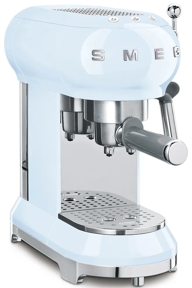 50-es évekbeli, Retro stílusú Espresso / Cappucino karos kávéfőző, 15 bar, 2 adag, pasztellkék - SMEG