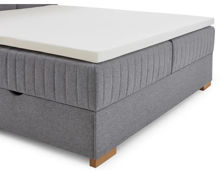 Szürke ágyneműtartós boxspring ágy 160x200 cm Tambo – Meise Möbel