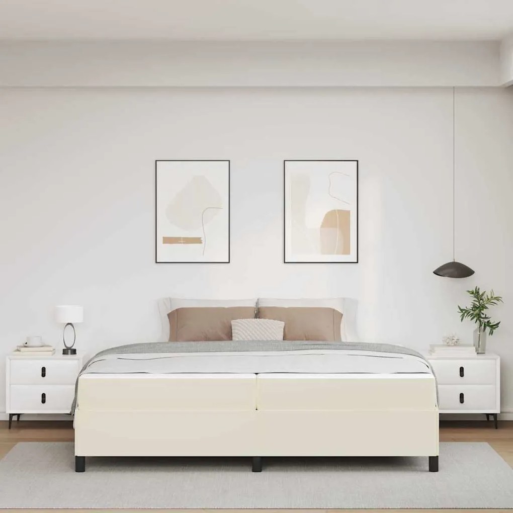 Ágykeret matraccal matracmal Krém 200 x 200 cm Műbőr
