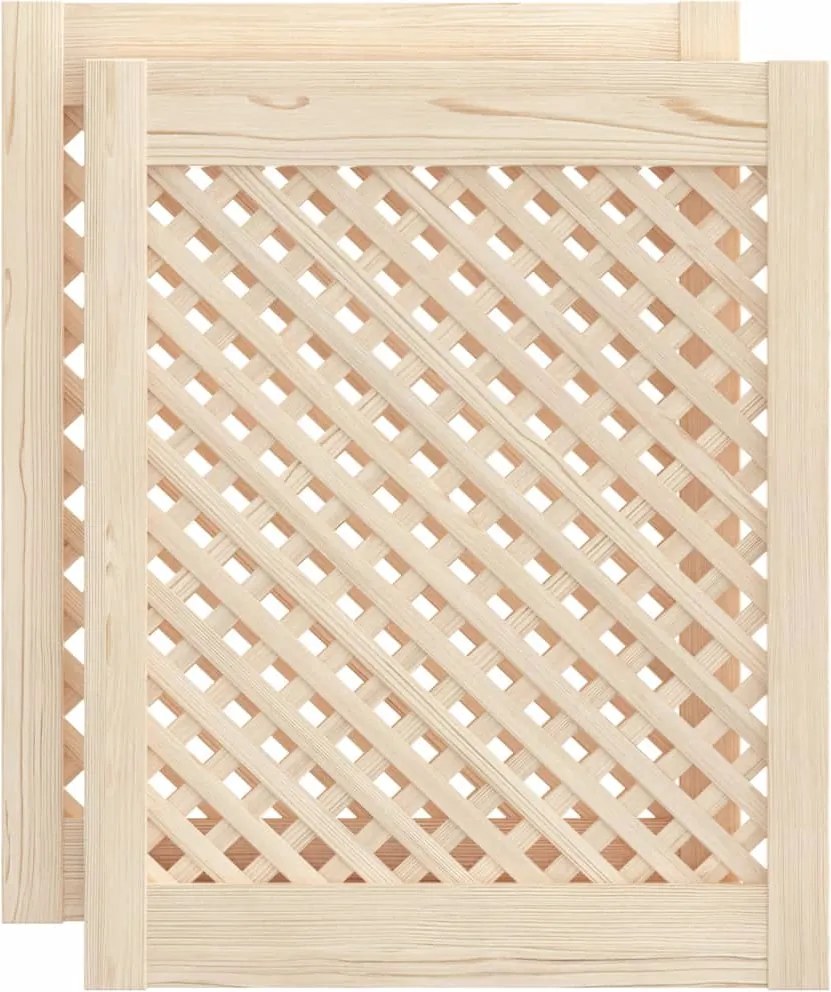 vidaXL 2 db tömör fenyőfa rácsos szekrényajtó 49,5x61,5 cm