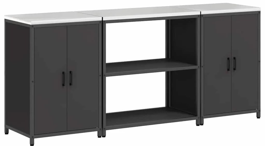 Konyhai Tároló Készlet polcokkal 3 pcs Fekete 210 x 50 x 92 cm